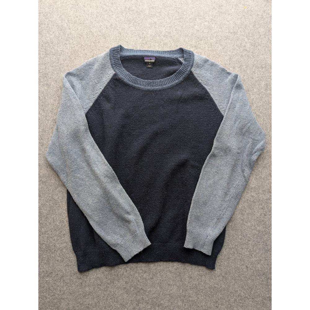 Patagonia Mens Raglan Crew Neck Sweater Navy Blue Cotton Blend Size M
